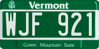 VT license plate WJF921