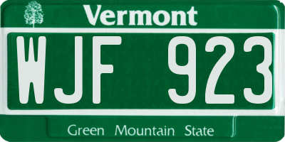 VT license plate WJF923