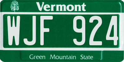 VT license plate WJF924