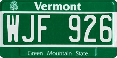 VT license plate WJF926