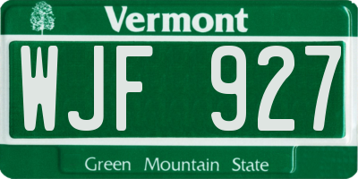 VT license plate WJF927
