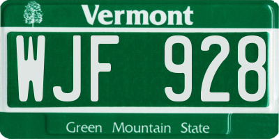 VT license plate WJF928