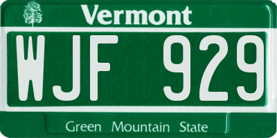 VT license plate WJF929