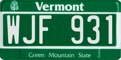 VT license plate WJF931