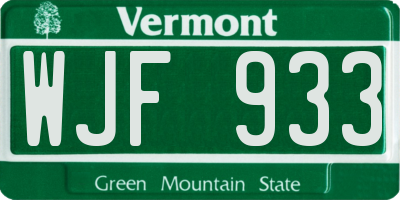 VT license plate WJF933