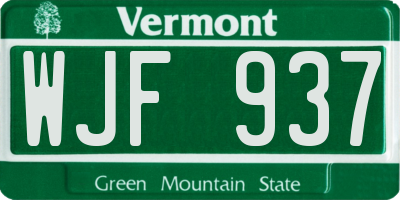 VT license plate WJF937