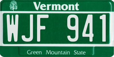 VT license plate WJF941