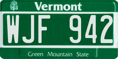 VT license plate WJF942