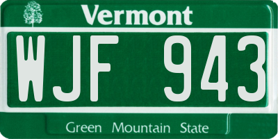 VT license plate WJF943
