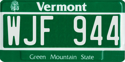 VT license plate WJF944