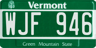 VT license plate WJF946