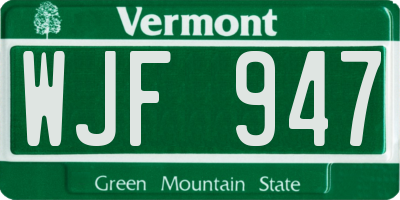 VT license plate WJF947