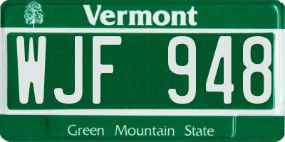 VT license plate WJF948