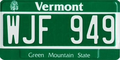 VT license plate WJF949