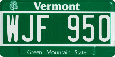 VT license plate WJF950
