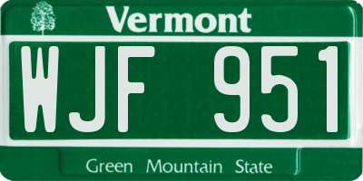 VT license plate WJF951