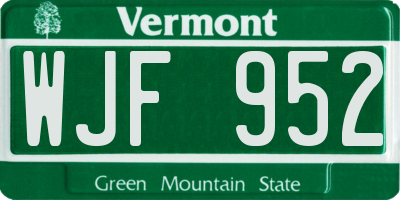 VT license plate WJF952
