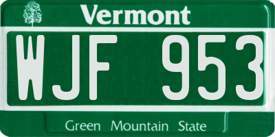 VT license plate WJF953