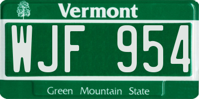 VT license plate WJF954