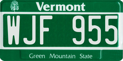 VT license plate WJF955
