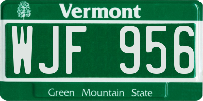 VT license plate WJF956