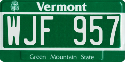 VT license plate WJF957