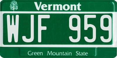 VT license plate WJF959
