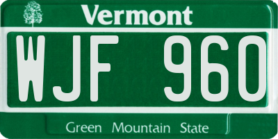 VT license plate WJF960