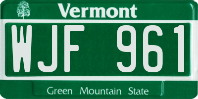 VT license plate WJF961
