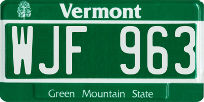 VT license plate WJF963