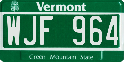 VT license plate WJF964