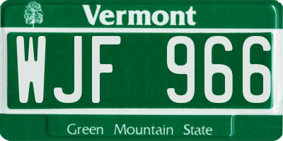 VT license plate WJF966