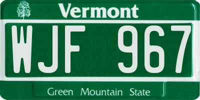 VT license plate WJF967