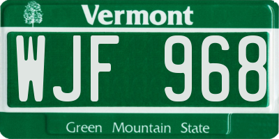VT license plate WJF968