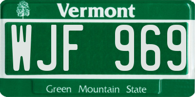 VT license plate WJF969