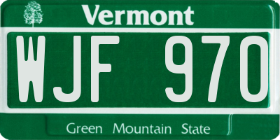 VT license plate WJF970