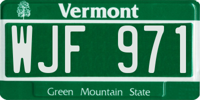 VT license plate WJF971