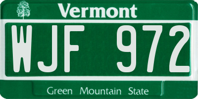 VT license plate WJF972