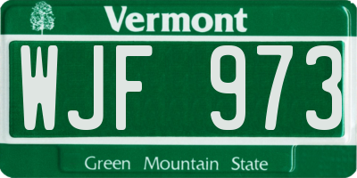VT license plate WJF973