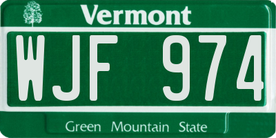 VT license plate WJF974