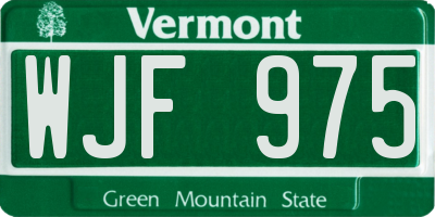 VT license plate WJF975