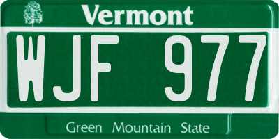 VT license plate WJF977