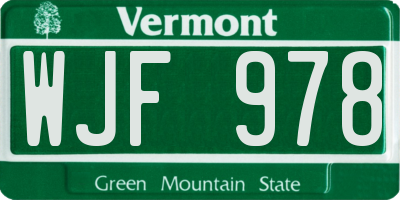 VT license plate WJF978