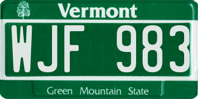 VT license plate WJF983