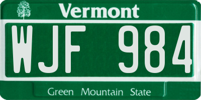 VT license plate WJF984