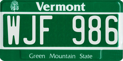 VT license plate WJF986