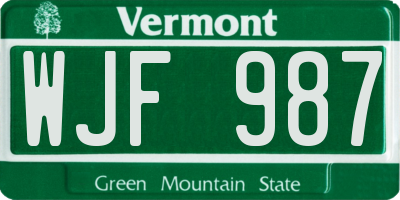VT license plate WJF987