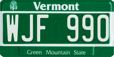 VT license plate WJF990