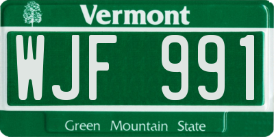 VT license plate WJF991