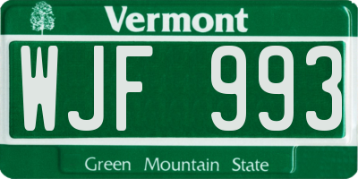 VT license plate WJF993